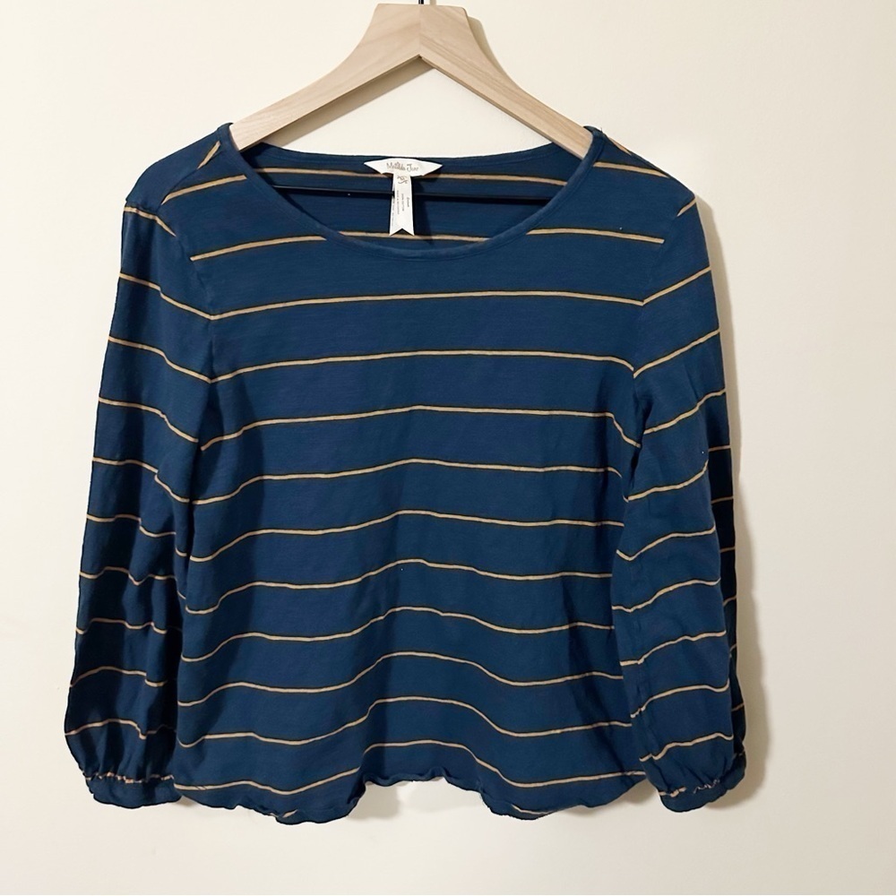 Matilda Jane Womens Blue Striped Long Sleeve Shirt Size Medium